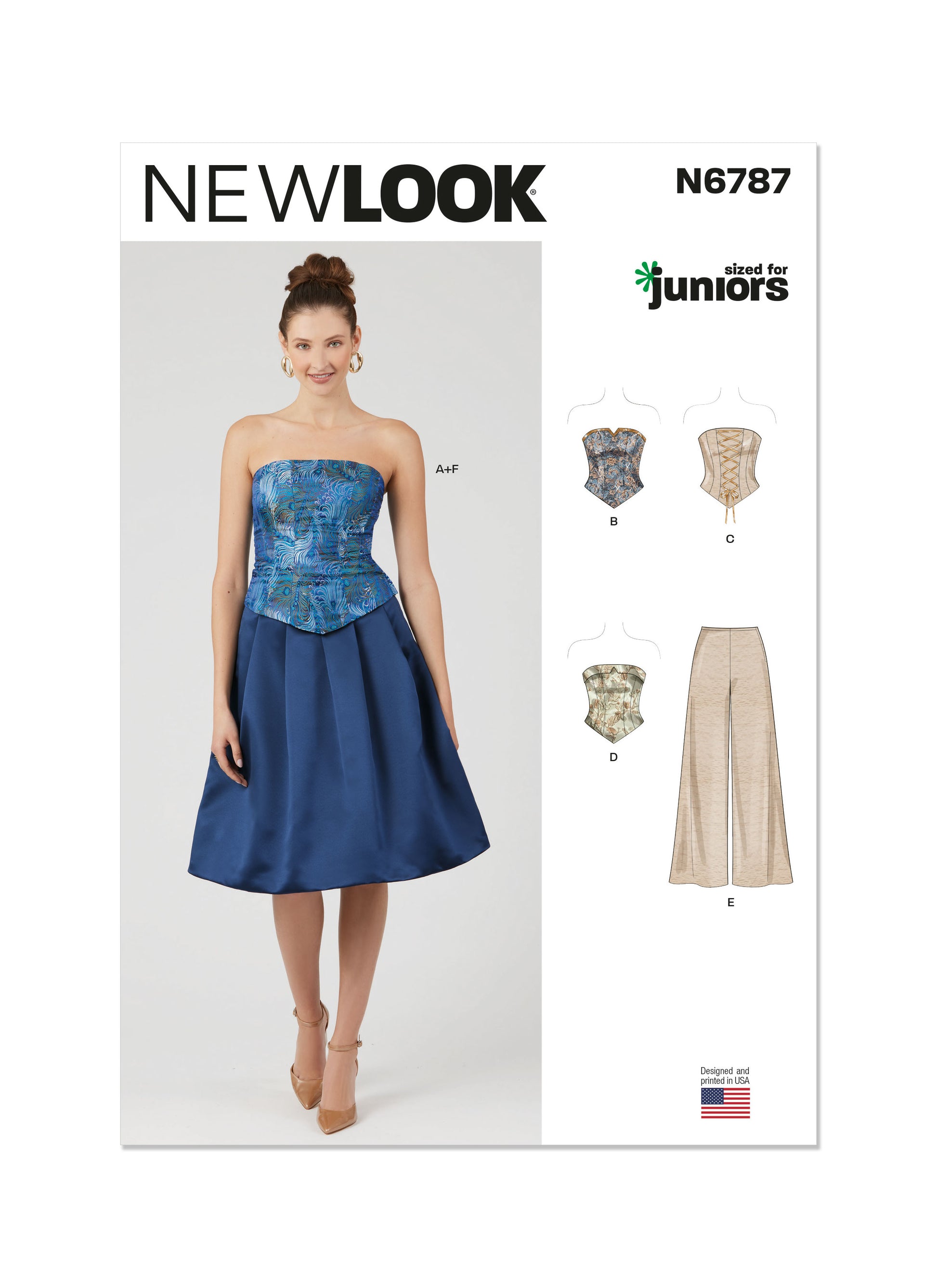 Newlook Pattern 6787 Juniors' Corsets, Pants and Skirt