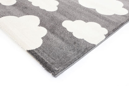 Piccolo Dark Grey and White Cloud Kids Rug