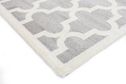 Piccolo Light Grey and White Lattice Pattern Kids Rug