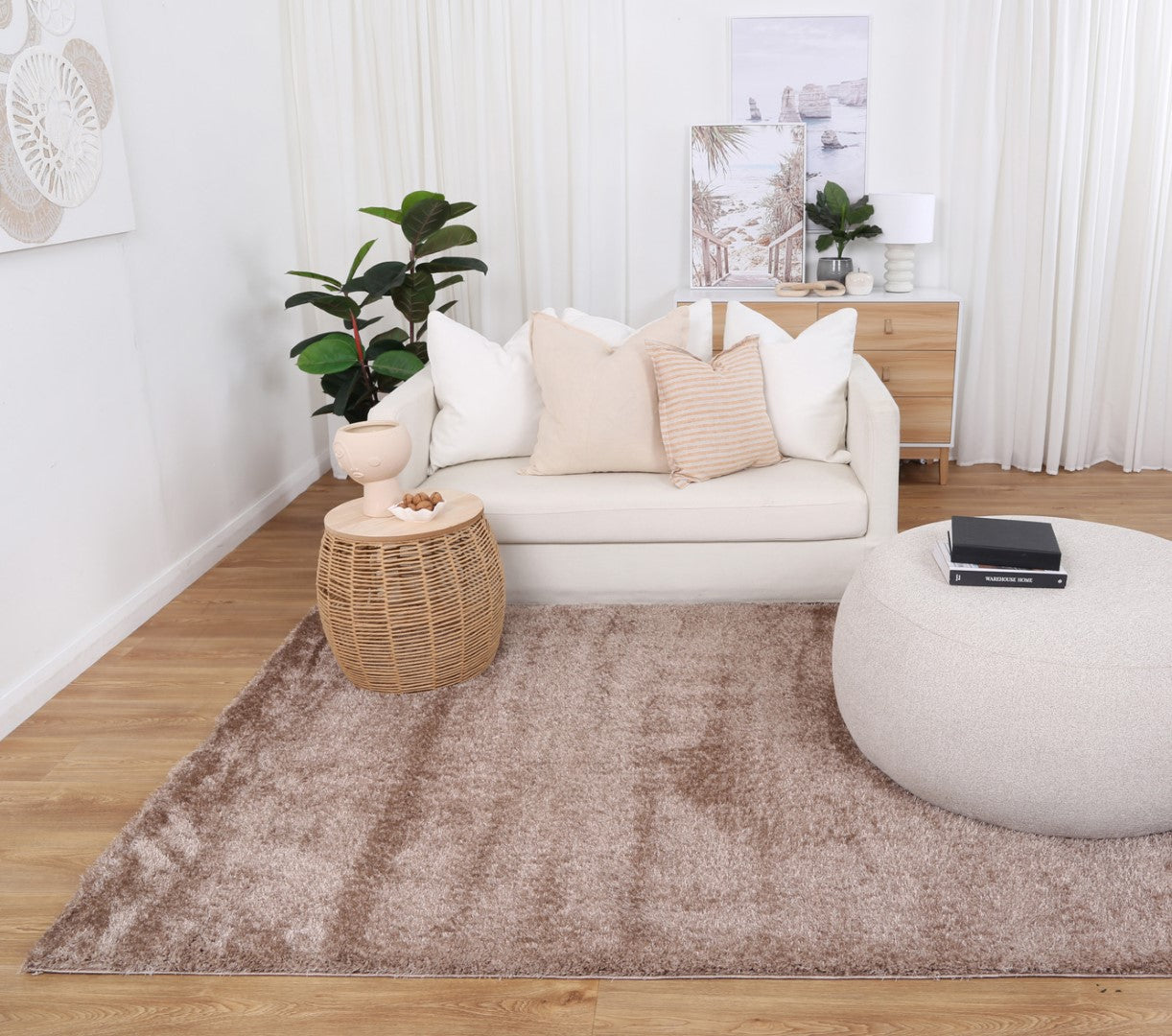Brendon Beige Shaggy Rug