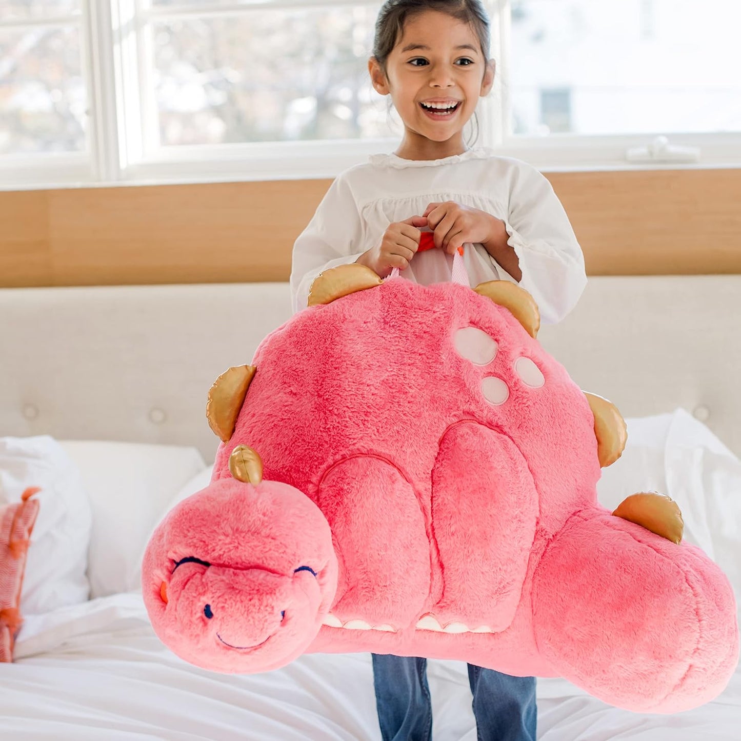 Soft Landing Nesting Nook Character Back-Rest, Pink Dino