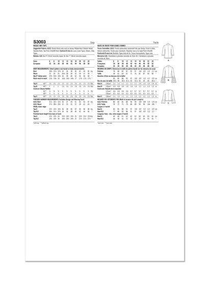 Simplicity Sewing Pattern 3003 Misses' Knit Tops