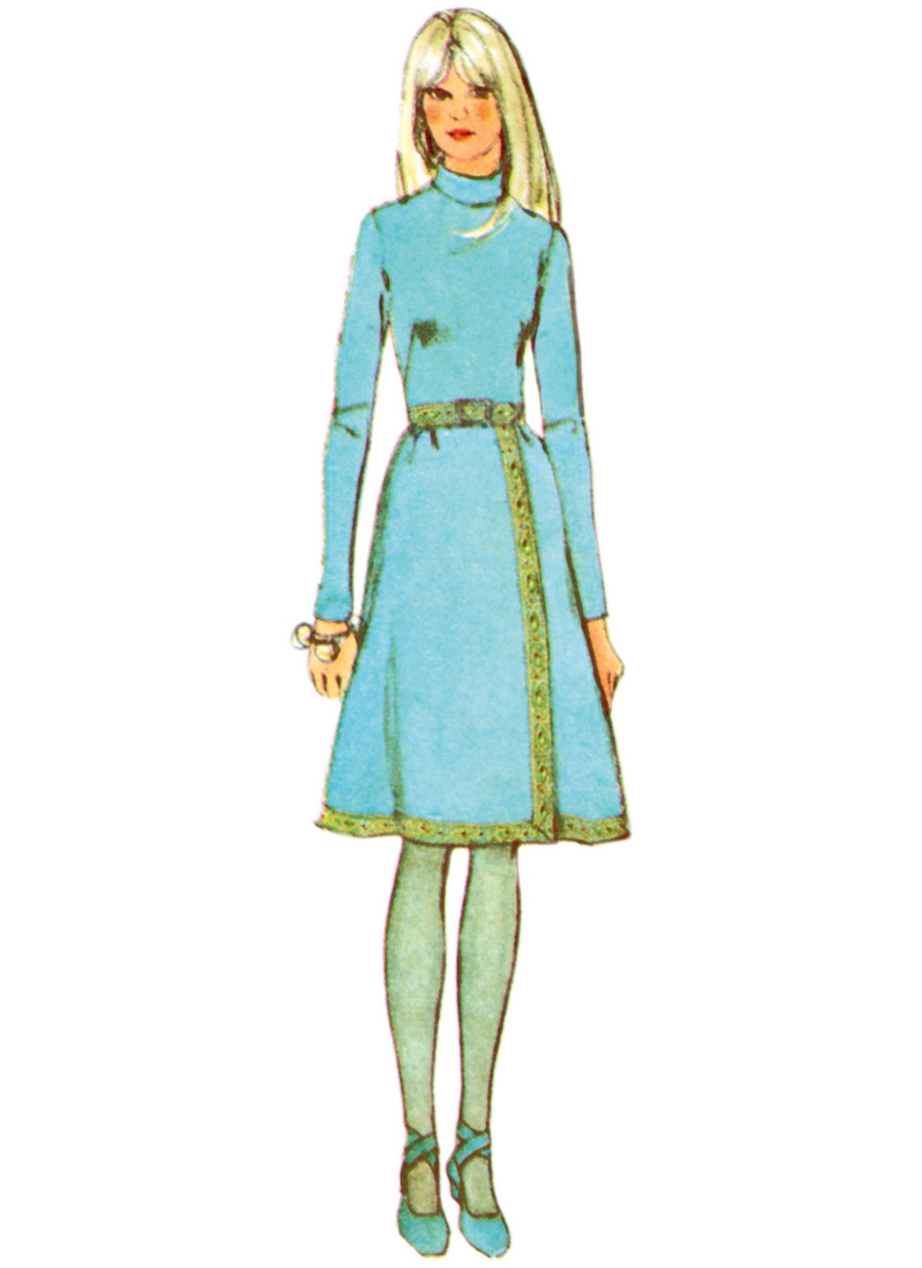 Simplicity Sewing Pattern 3017 1970s Misses' Dress with Front-Wrap Skirt and Scarf