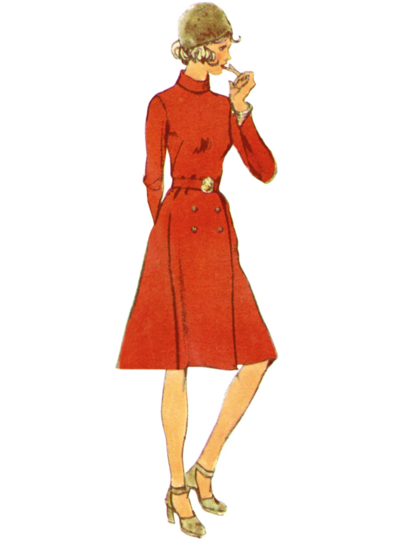 Simplicity Sewing Pattern 3017 1970s Misses' Dress with Front-Wrap Skirt and Scarf