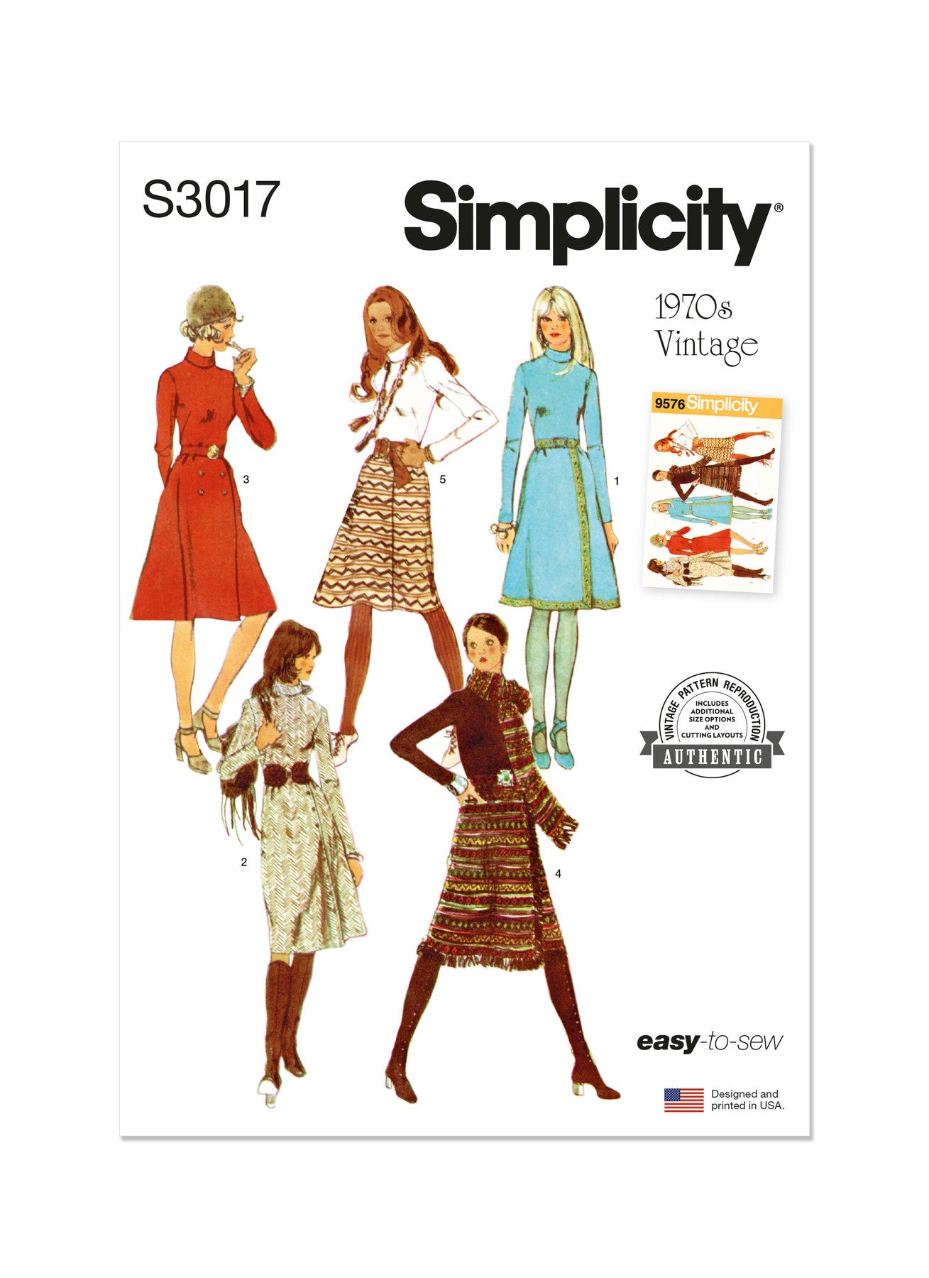 Simplicity Sewing Pattern 3017 1970s Misses' Dress with Front-Wrap Skirt and Scarf