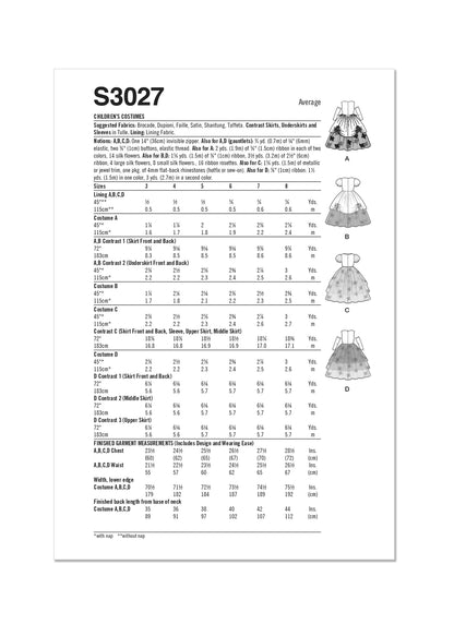 Simplicity Sewing Pattern S3027 Children's Costumes
