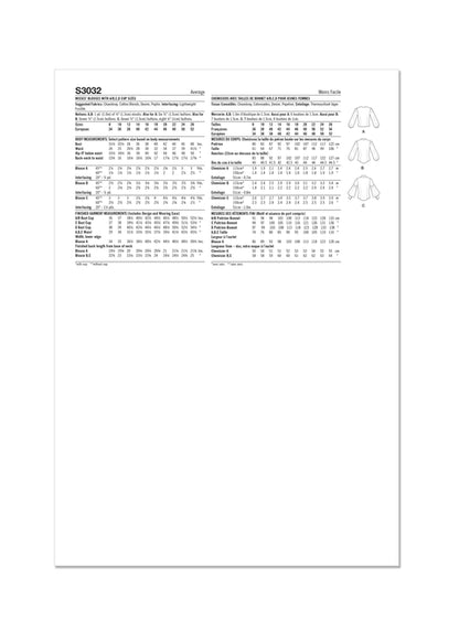 Simplicity Pattern SS3032 Misses' Blouses
