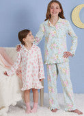 Simplicity Pattern SS3045 Children's and Girls' Lounge Tops, Gown, Shorts and Pants