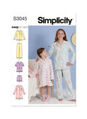 Simplicity Pattern SS3045 Children's and Girls' Lounge Tops, Gown, Shorts and Pants