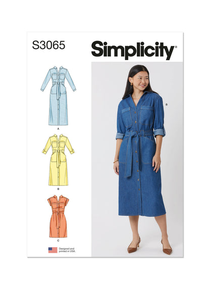 Simplicity Sewing Pattern Misses' and Women's Dresses with Tie Belt