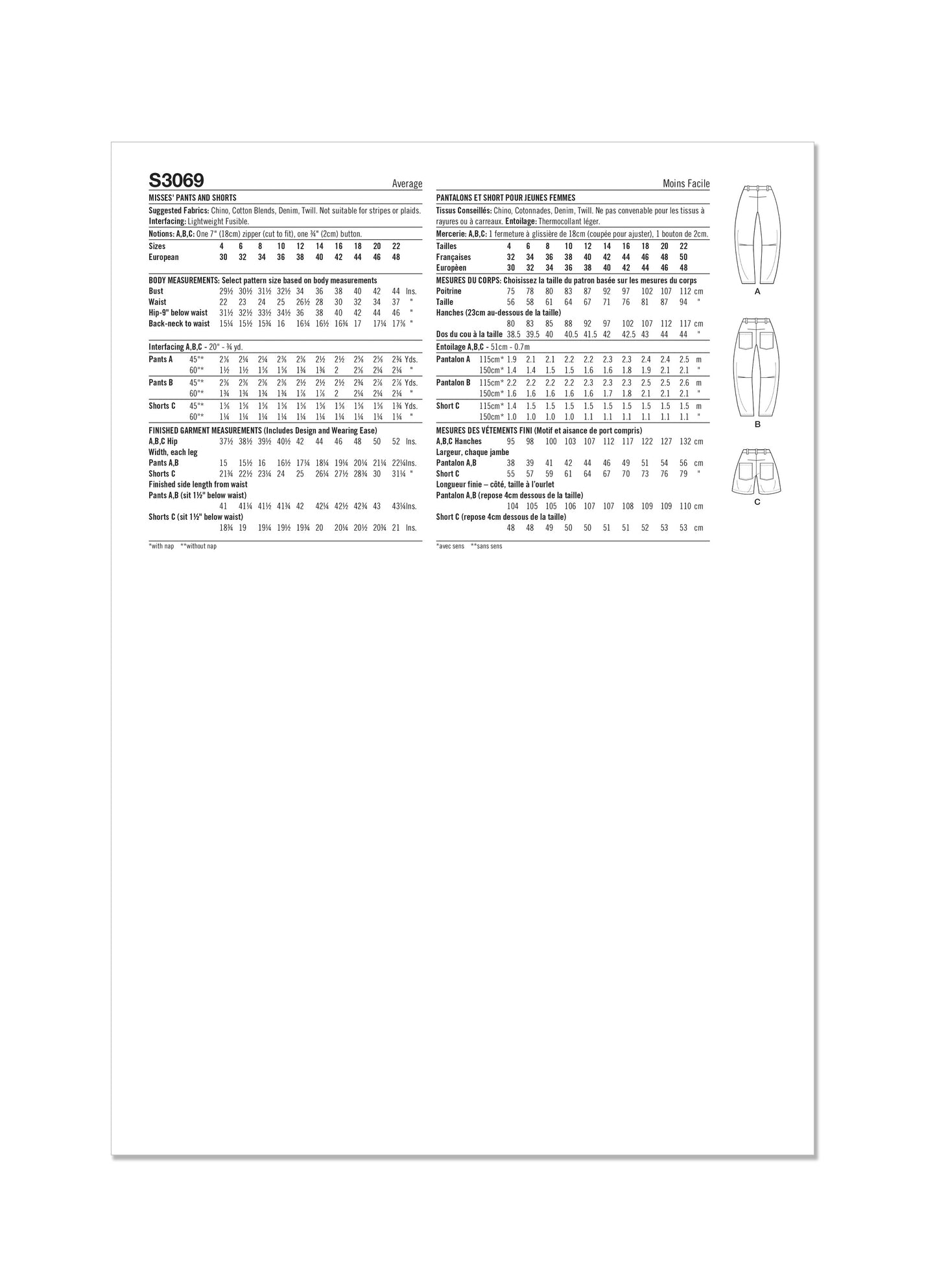Simplicity Pattern S3069 Miss Skirt Pants