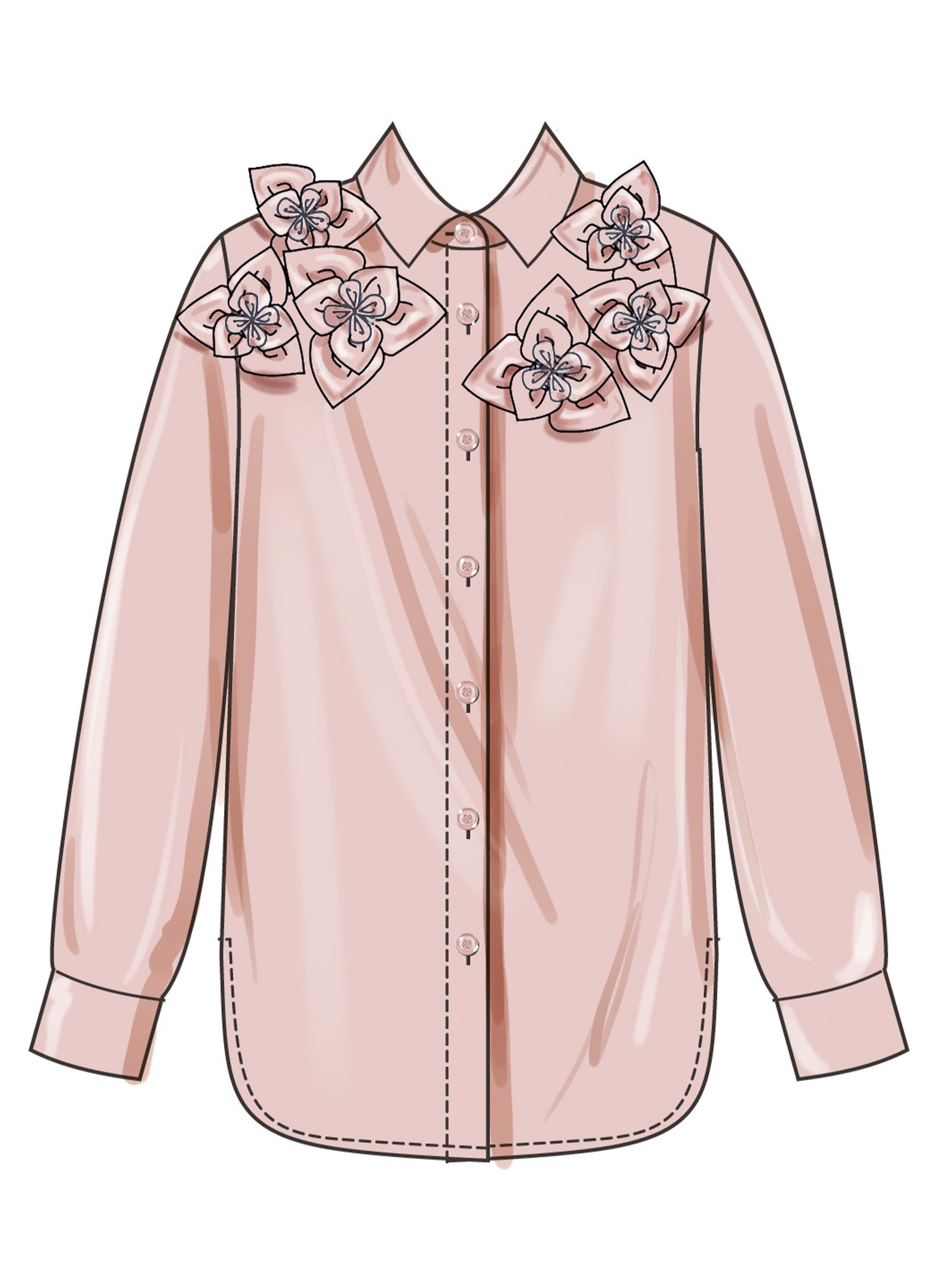 Simplicity Pattern S3101 Misses' Shirt with Detachable 3D Flowers