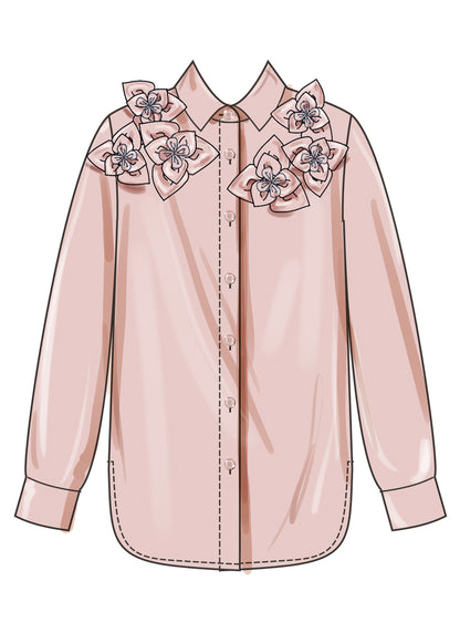 Simplicity Pattern S3101 Misses' Shirt with Detachable 3D Flowers