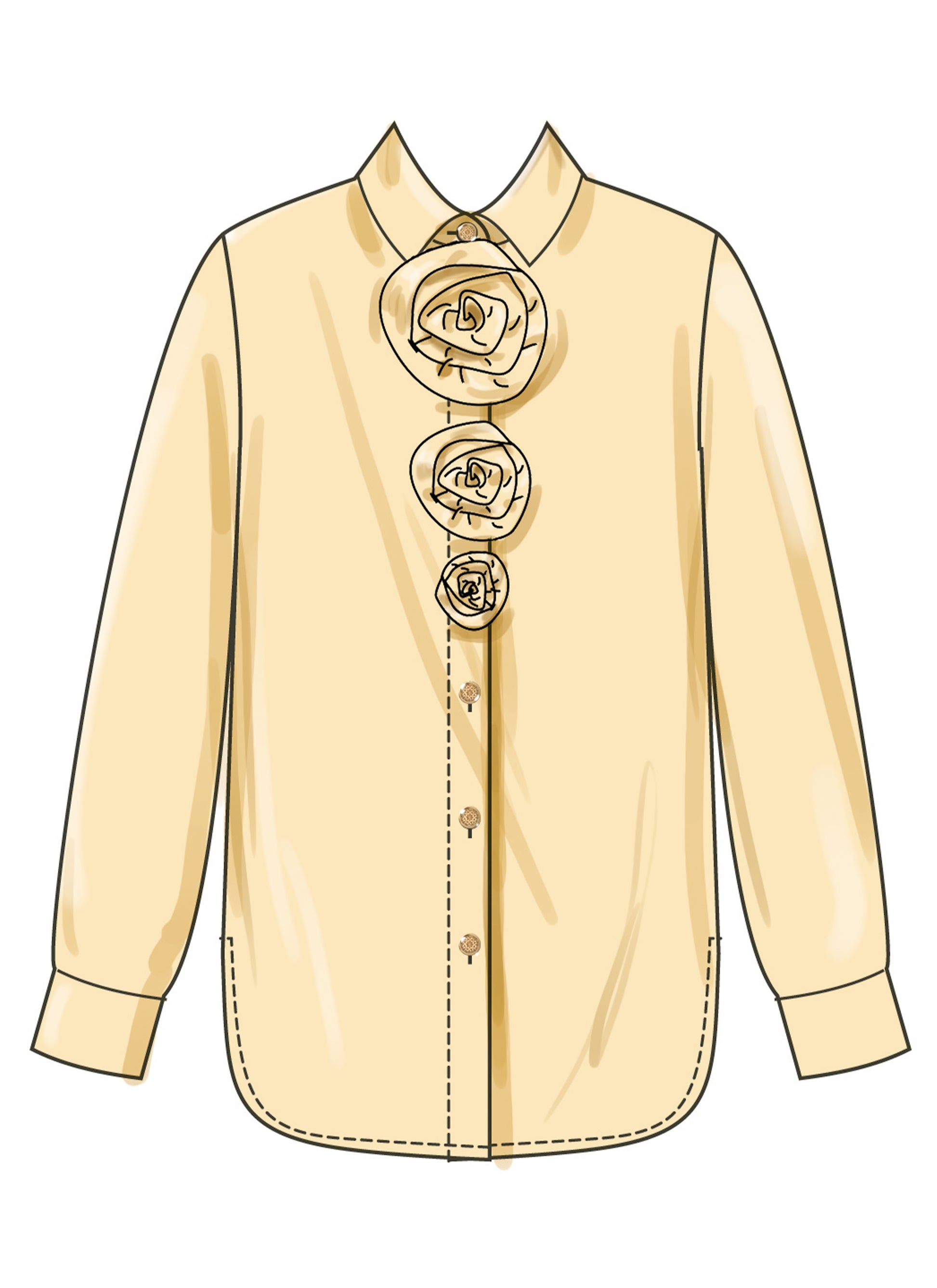 Simplicity Pattern S3101 Misses' Shirt with Detachable 3D Flowers