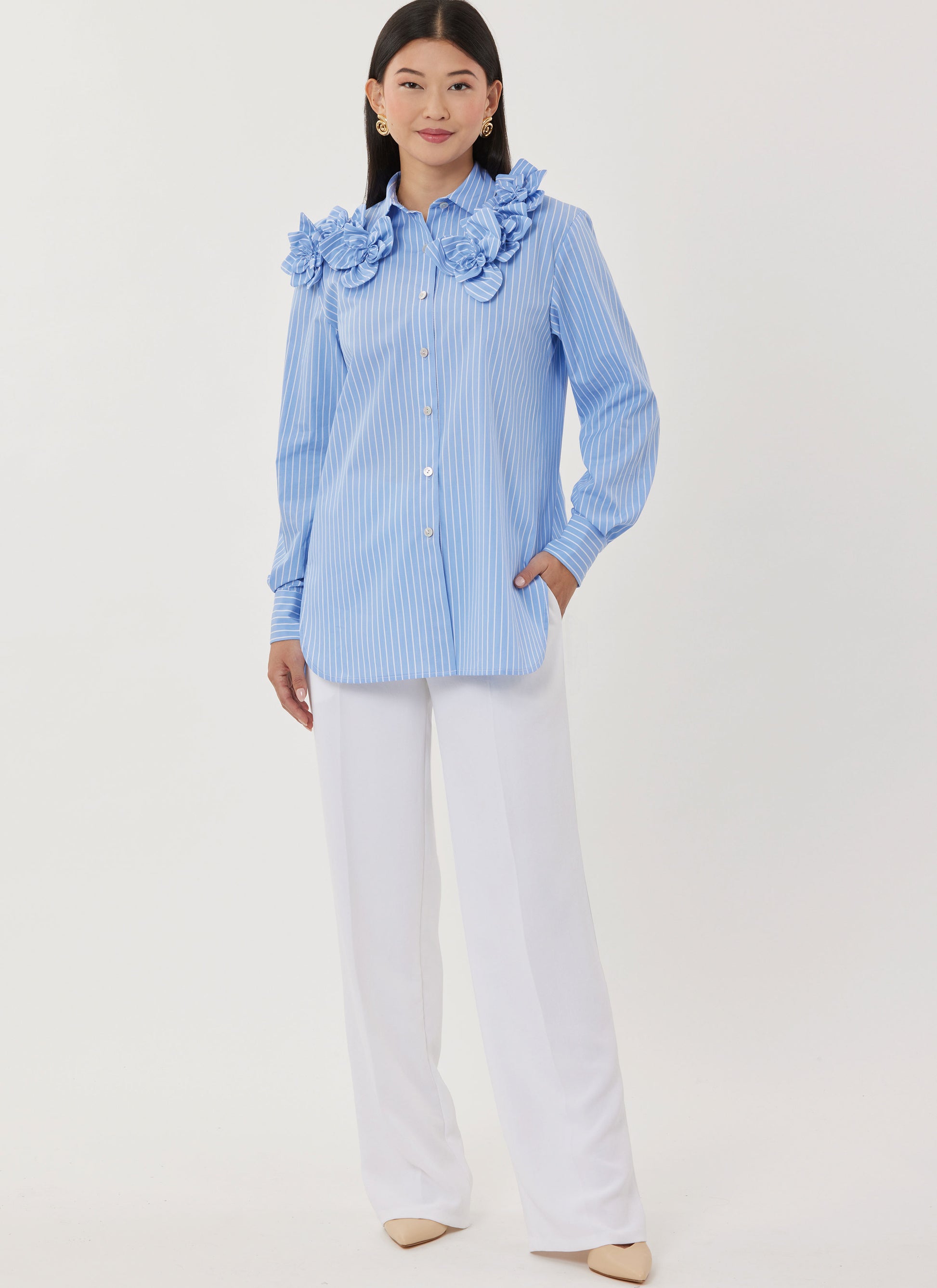 Simplicity Pattern S3101 Misses' Shirt with Detachable 3D Flowers