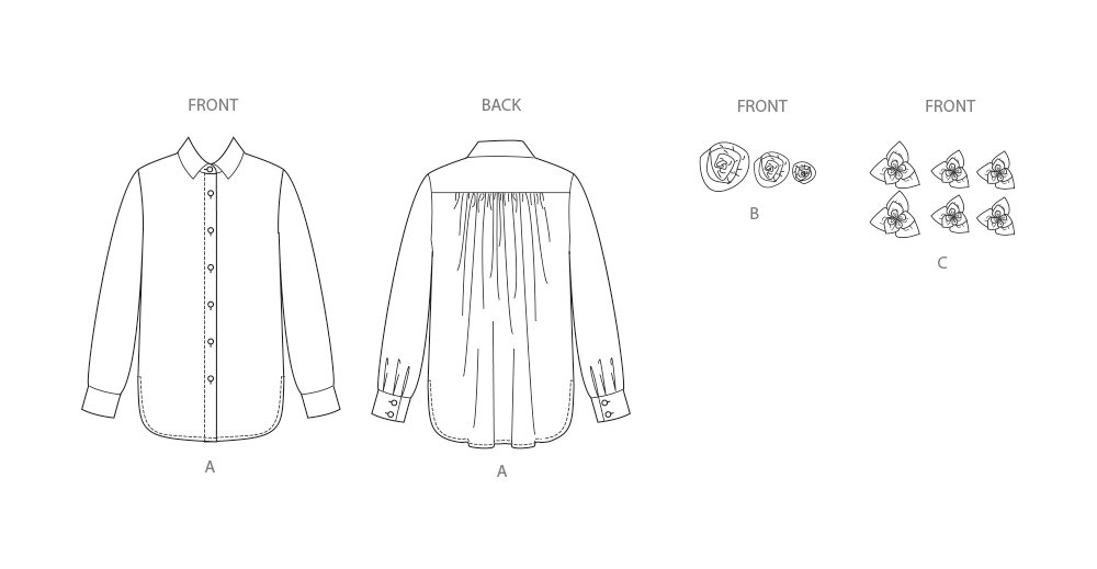 Simplicity Pattern S3101 Misses' Shirt with Detachable 3D Flowers