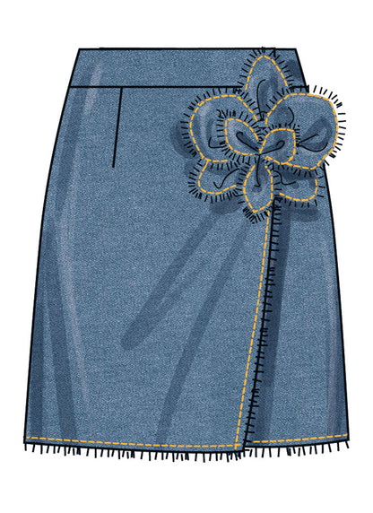 Simplicity SS3104 Misses' Wrap Skirts with Detachable 3D Flower