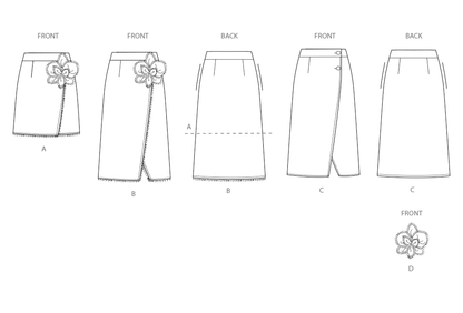 Simplicity SS3104 Misses' Wrap Skirts with Detachable 3D Flower