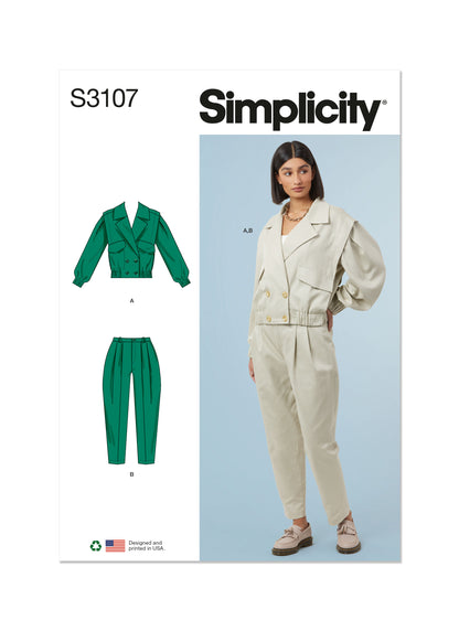 Simplicity Pattern S3107 Misses' Jacket and Pants