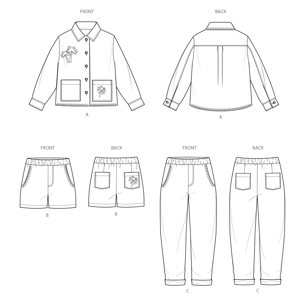 Simplicity Pattern S3113 Children's or Girls' and Boys' Jacket, Shorts and Pants
