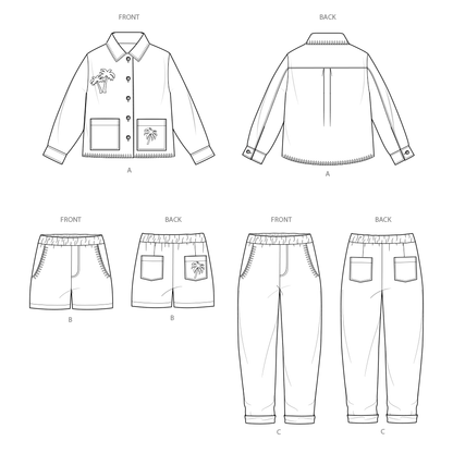 Simplicity Pattern S3113 Children's or Girls' and Boys' Jacket, Shorts and Pants