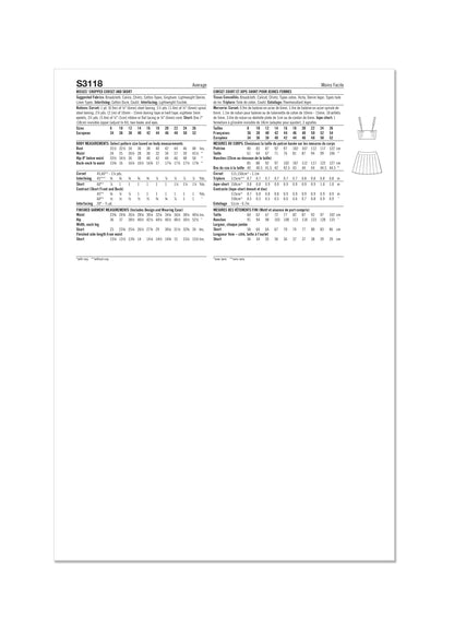 Simplicity Pattern S3118 Misses' Cropped Corset and Skort