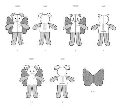 Simplicity Pattern S3122 Memory Plush Animals with Wings
