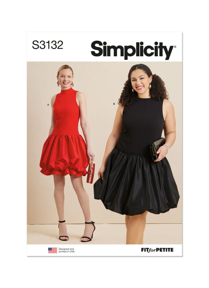 Simplicity Pattern S3132 Misses' and Women's Dress in Two Lengths with Petite Lines