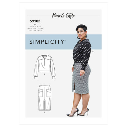 Simplicity Pattern 9182 Misses' Knit Top & Skirt