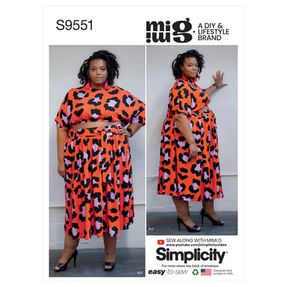 Simplicity Pattern 9551 Women Top, Skirt, Short