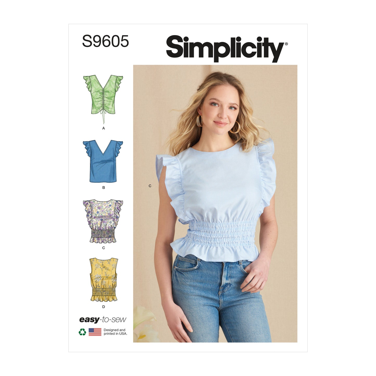 Simplicity Pattern SS9605 Misses' Tops