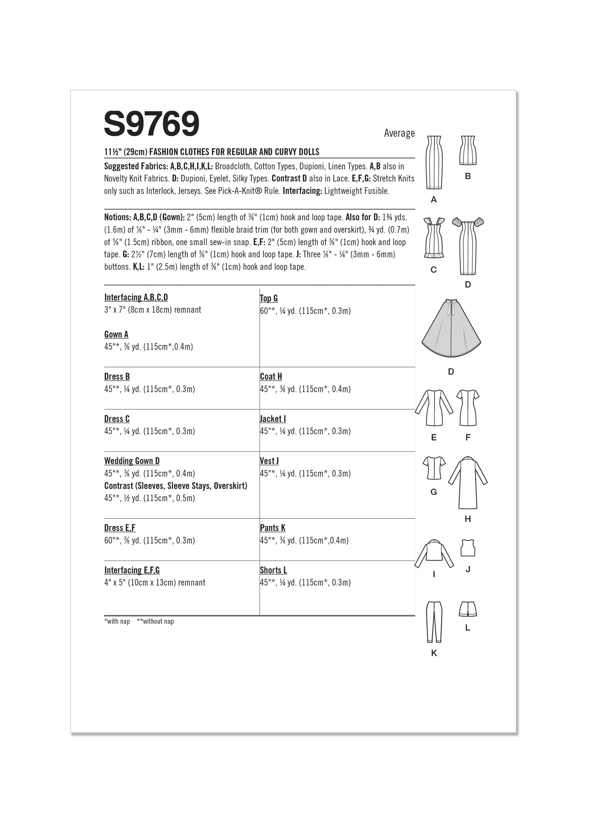 Simplicity Pattern S9769 Undefined Doll Clothes