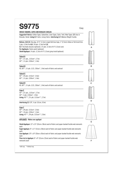 Simplicity Pattern S9775 Unisex Costume