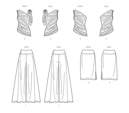 Simplicity Pattern 9789 Misses' Knit Tops, Pants and Skirt