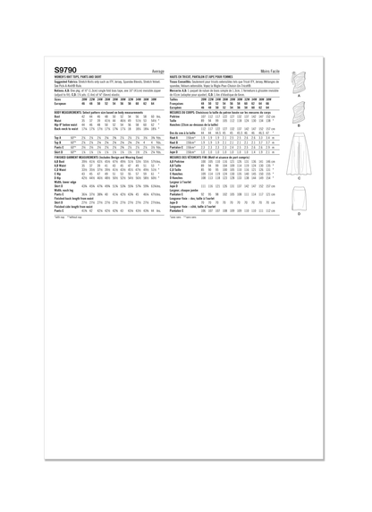 Simplicity Pattern 9790 Women's Knit Tops, Pants and Skirt