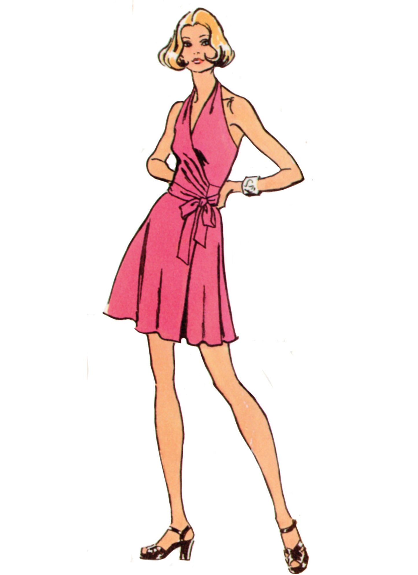 Simplicity Pattern 9793 Misses' Knit Front-Wrap Halter-Dress in Two Lengths