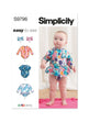 Simplicity Pattern 9796 Babies' Swimsuits with Rash Guard and Headband in One Size