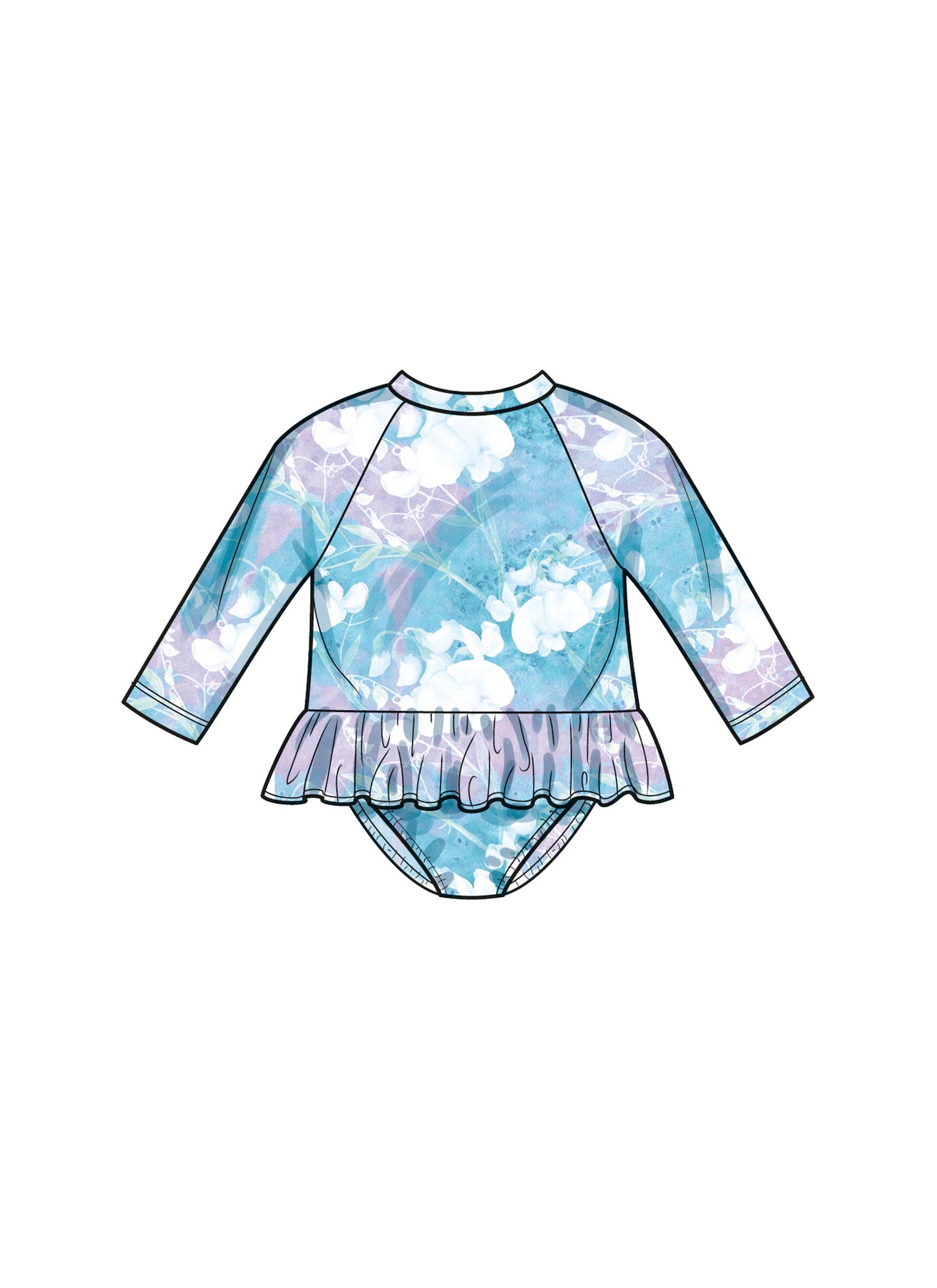 Simplicity Pattern 9796 Babies' Swimsuits with Rash Guard and Headband in One Size