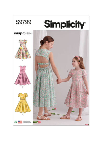 Simplicity Pattern 9799 Children's and Girls' Dresses