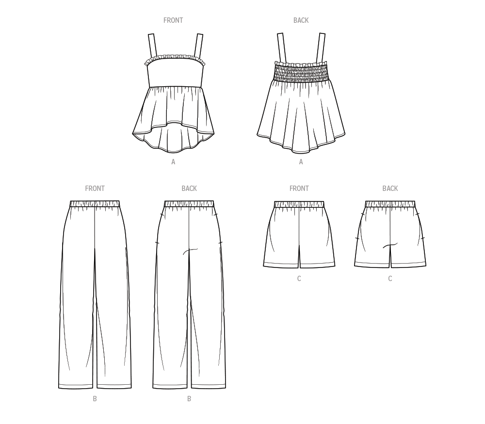 Simplicity Pattern 9800 Children's Top, Pants and Shorts