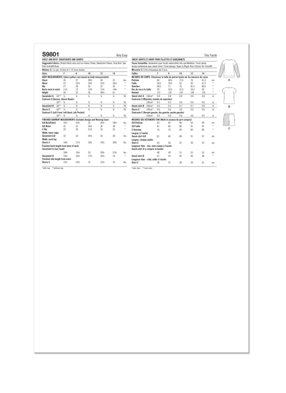 Simplicity Pattern 9801 Girls' and Boys' Sweatshirts and Shorts