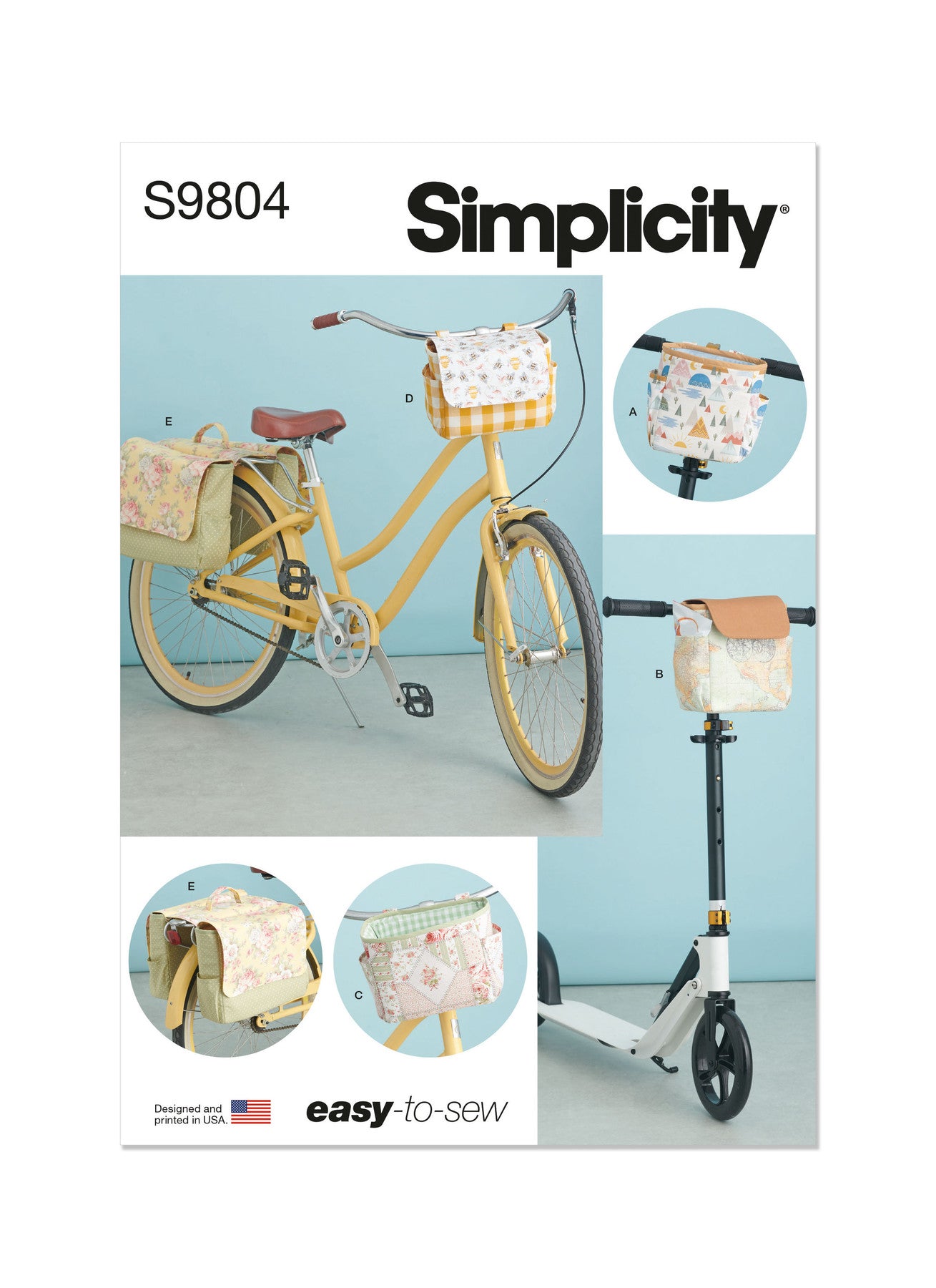 Simplicity Pattern S9804 Bicycle Baskets, Bags and Panniers