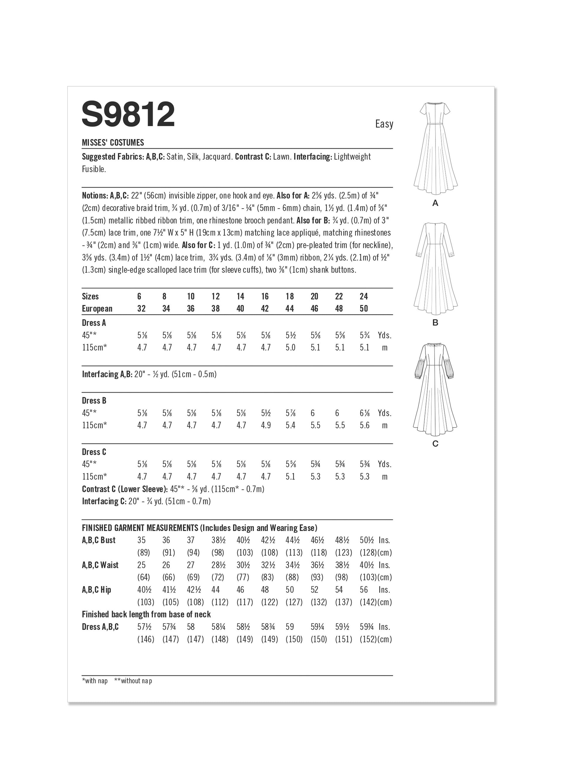 Simplicity Pattern 9812 Misses Costume