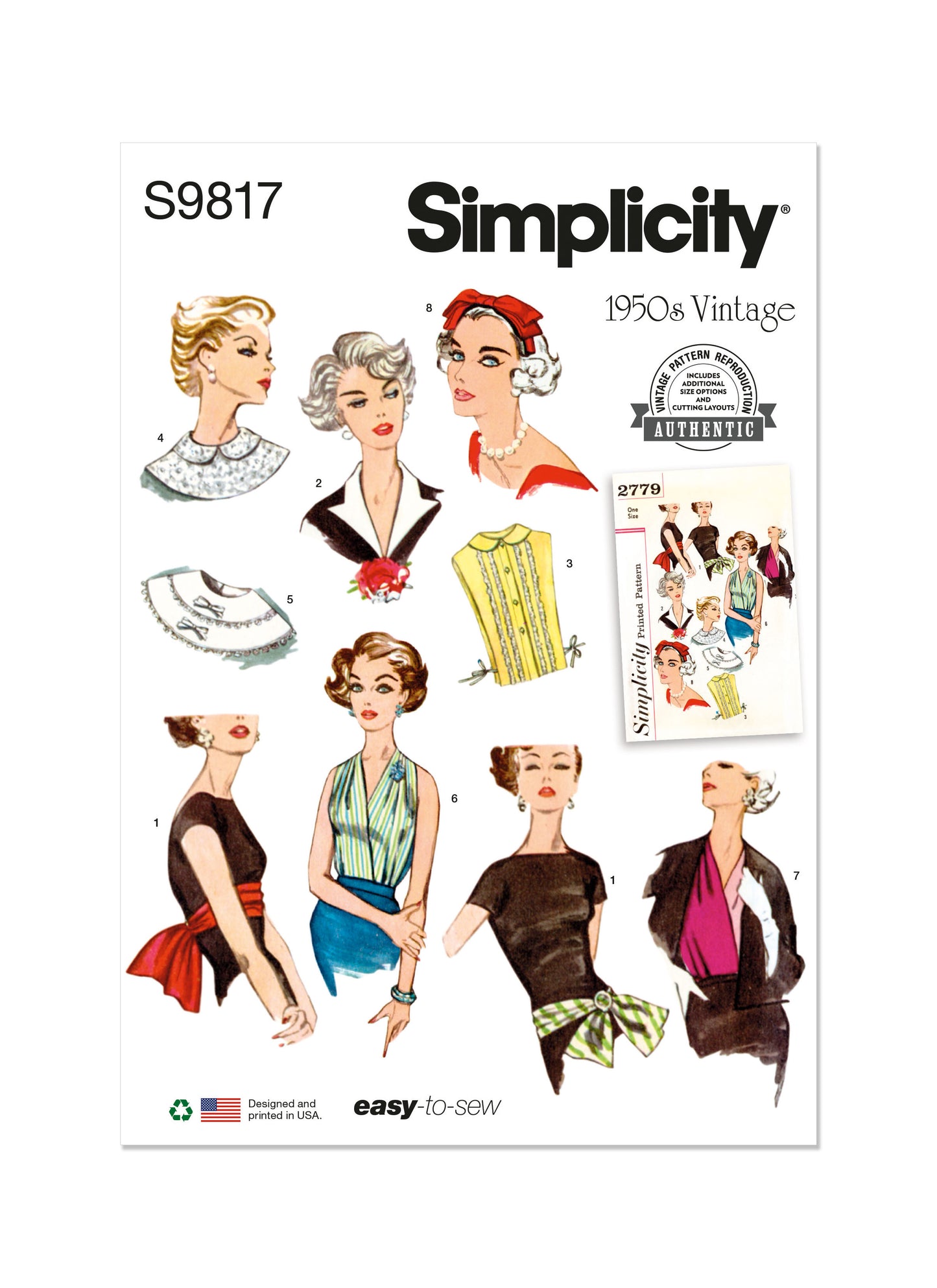 Simplicity Pattern 9817 Misses' Neckwear, Headband, Dickey and Sash-Belt