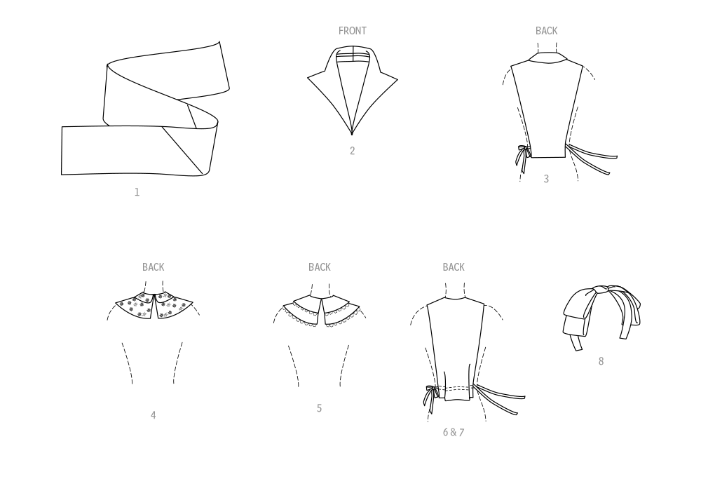 Simplicity Pattern 9817 Misses' Neckwear, Headband, Dickey and Sash-Belt