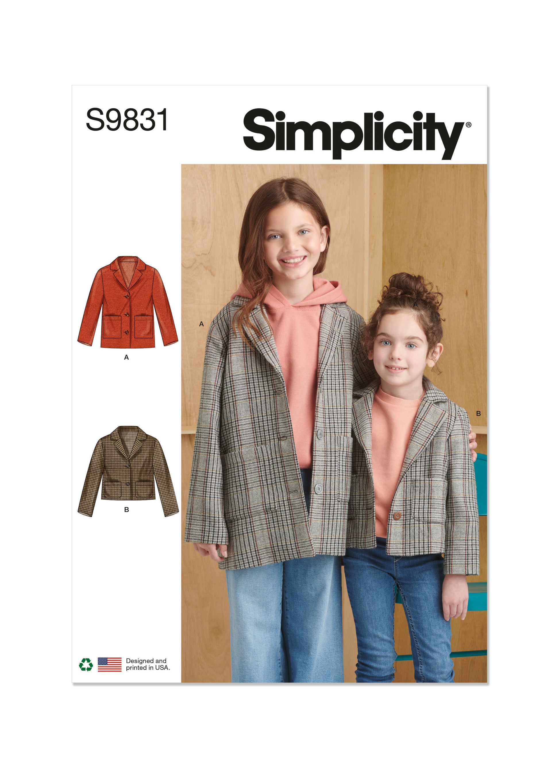 Simplicity Pattern 9831 Children's and Girls' Jacket in Two Lengths