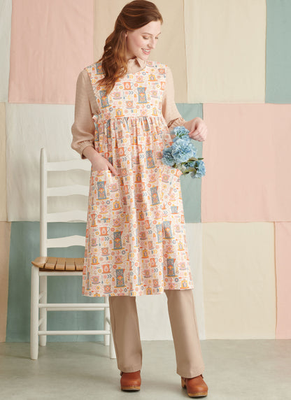 Simplicity Pattern 9835 Misses' Dress and Pinafore Apron In Two Lengths