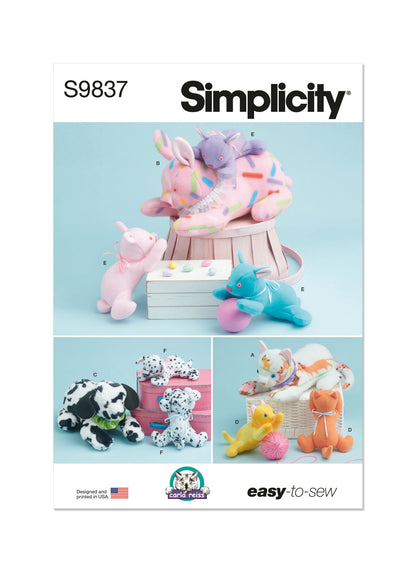 Simplicity Pattern 9837 Plush Animals