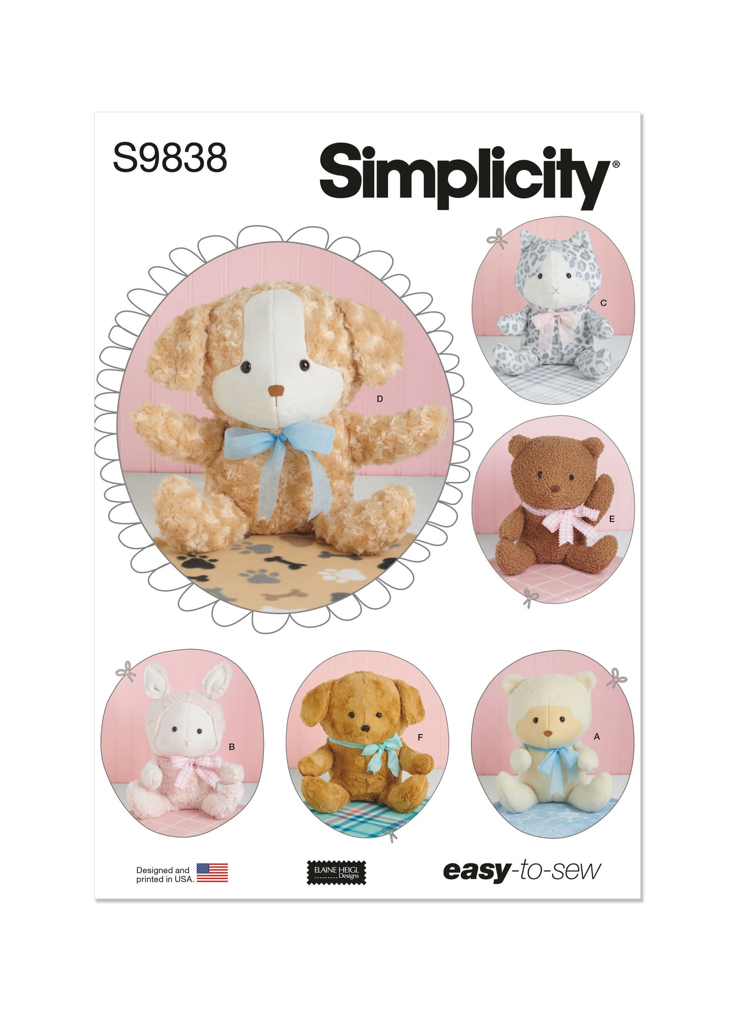 Simplicity Pattern 9838 Plush Animals and Blanket