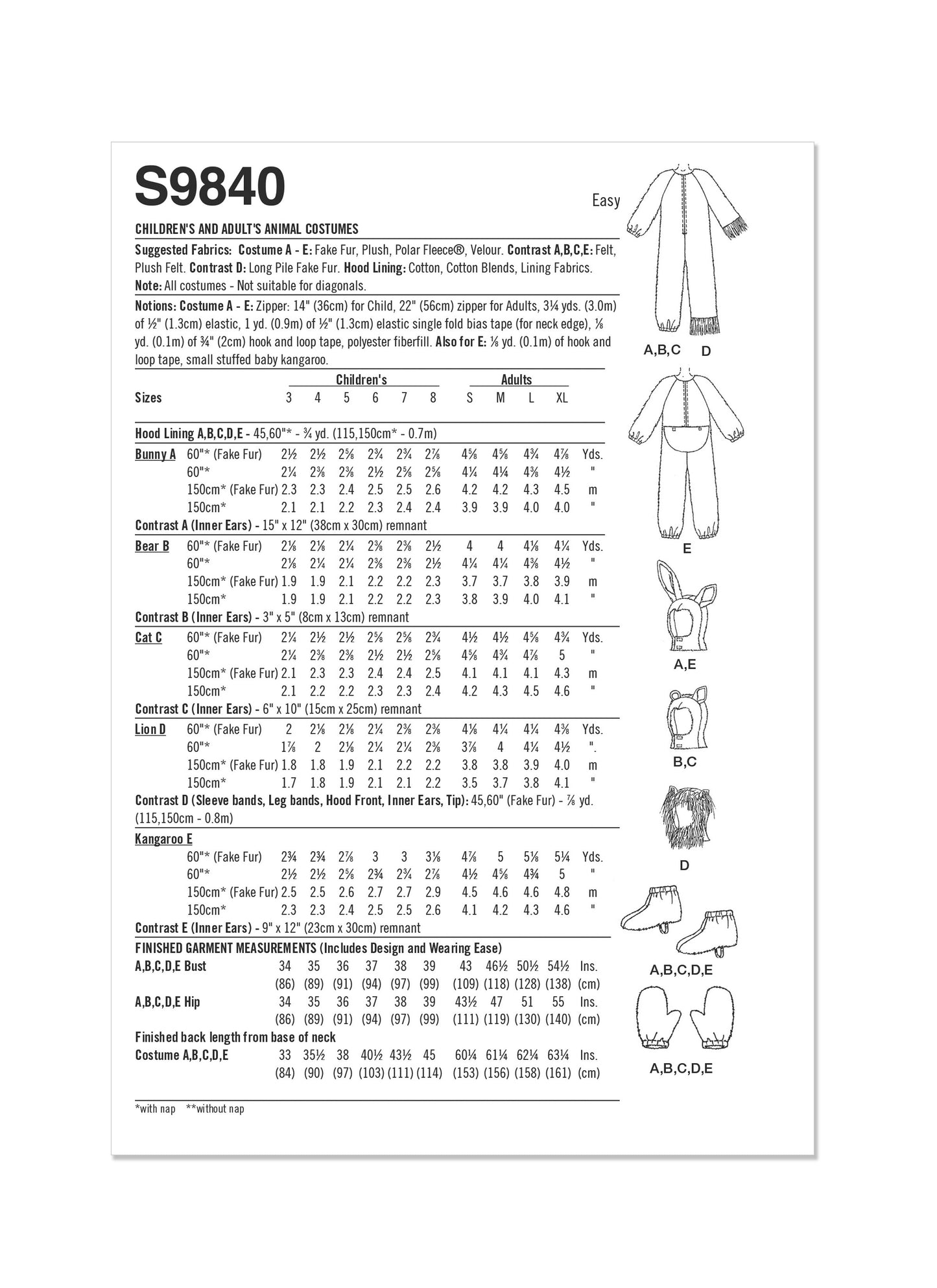 Simplicity Pattern 9840 Unisex Costume